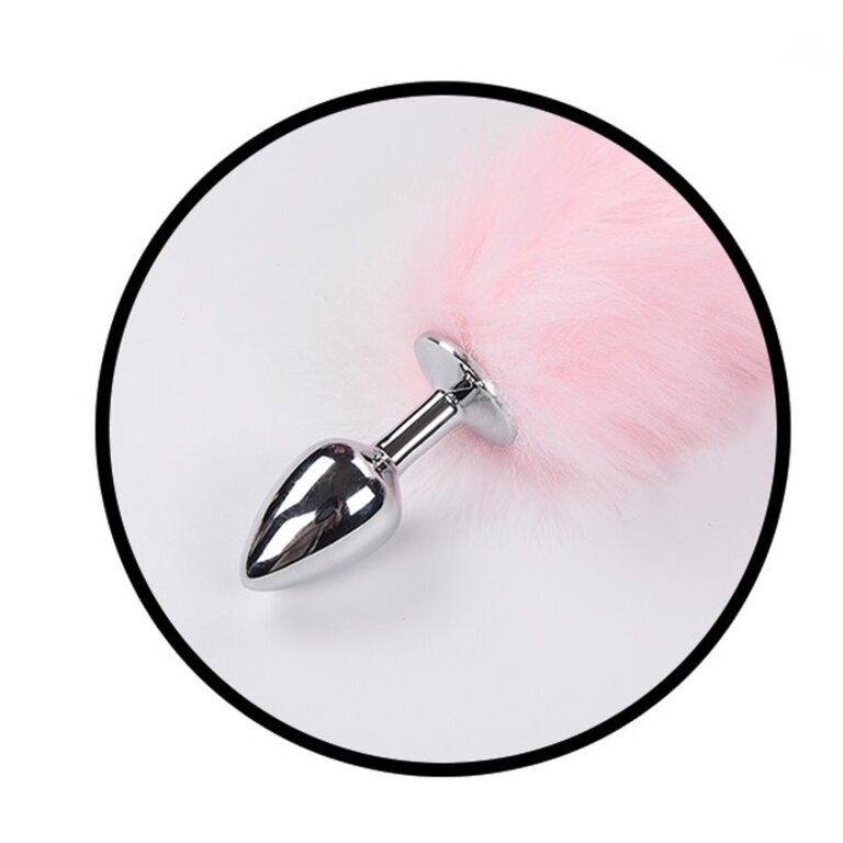 HOTT PRODUCTS FOXY TAIL - LIGHT UP FAUX FUR BUTT PLUG PNK