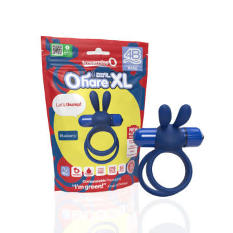 SCREAMING O 4B Ohare XL Silicone Rabbit Vibrating Cock Ring - Blueberry