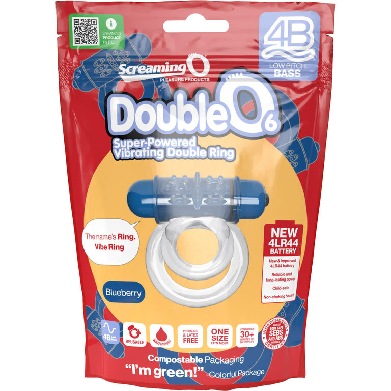 SCREAMING O Screaming O 4B DoubleO 6 Couples Ring - Blueberry