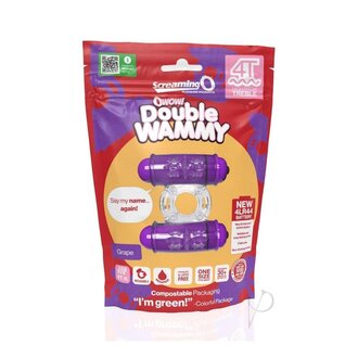 SCREAMING O 4T Double Wammy Silicone Dual Vibrating Couples Cock Ring - Grape