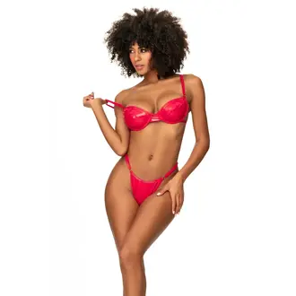 MAPALE UNDERWIRE RED VINYL BRA SET