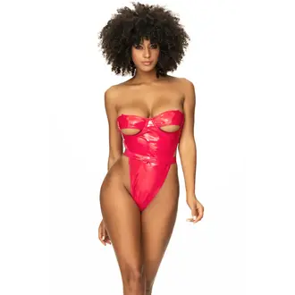 MAPALE HIGH-CUT UNDERWIRE RED VINYL SUIT