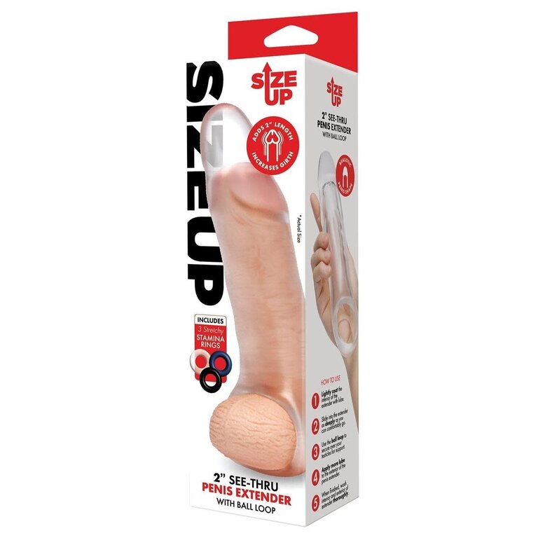 SIZE UP SU 2 IN. SEE-THRU PENIS EXTENDER W/ BALL LOOP