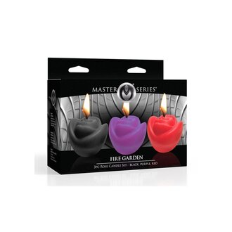 XR BRANDS MASTER SERIES GARDEN ROSE 3PC CANDLE SET