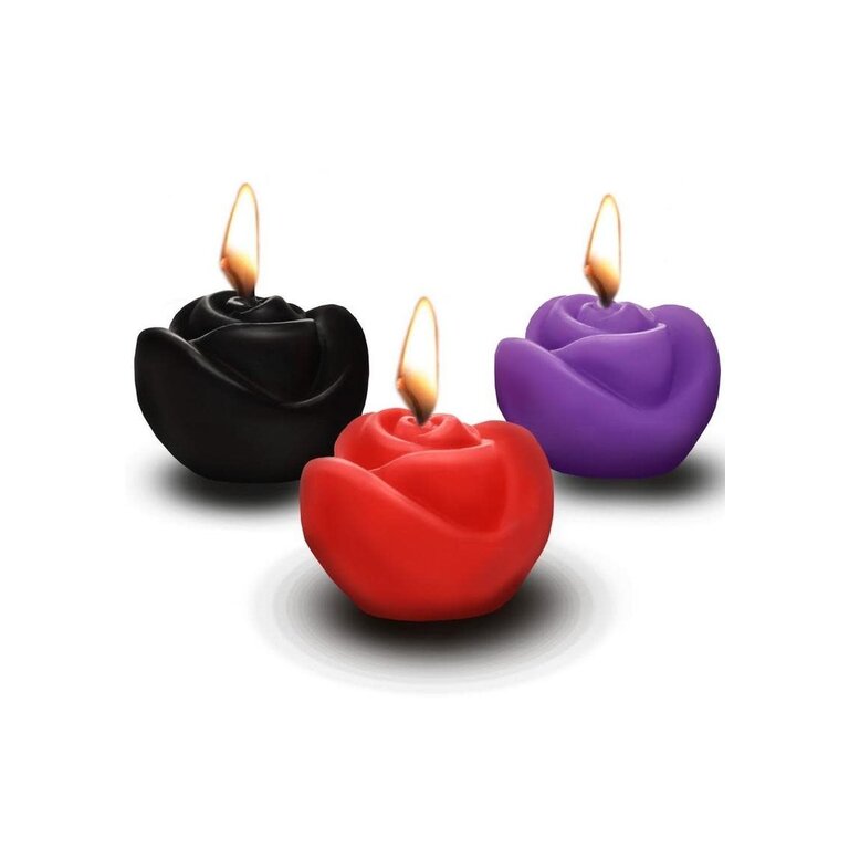 XR BRANDS MASTER SERIES GARDEN ROSE 3PC CANDLE SET
