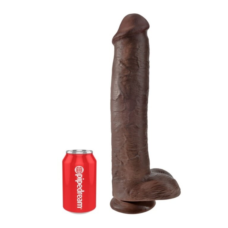 PIPEDREAM KING COCK 15" COCK WITH BALLS - BROWN