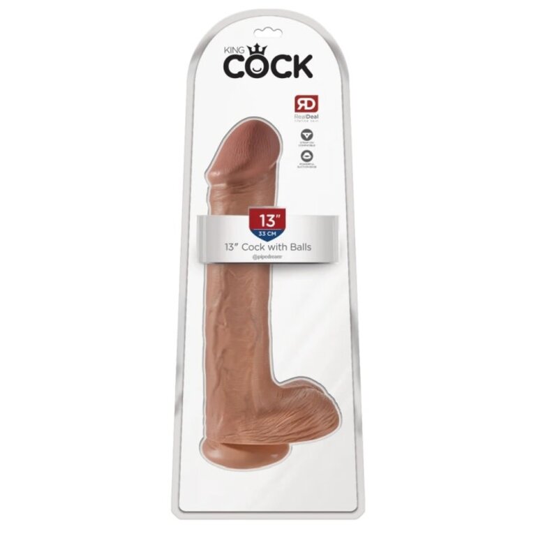 PIPEDREAM KING COCK 13" COCK W/ BALLS - TAN