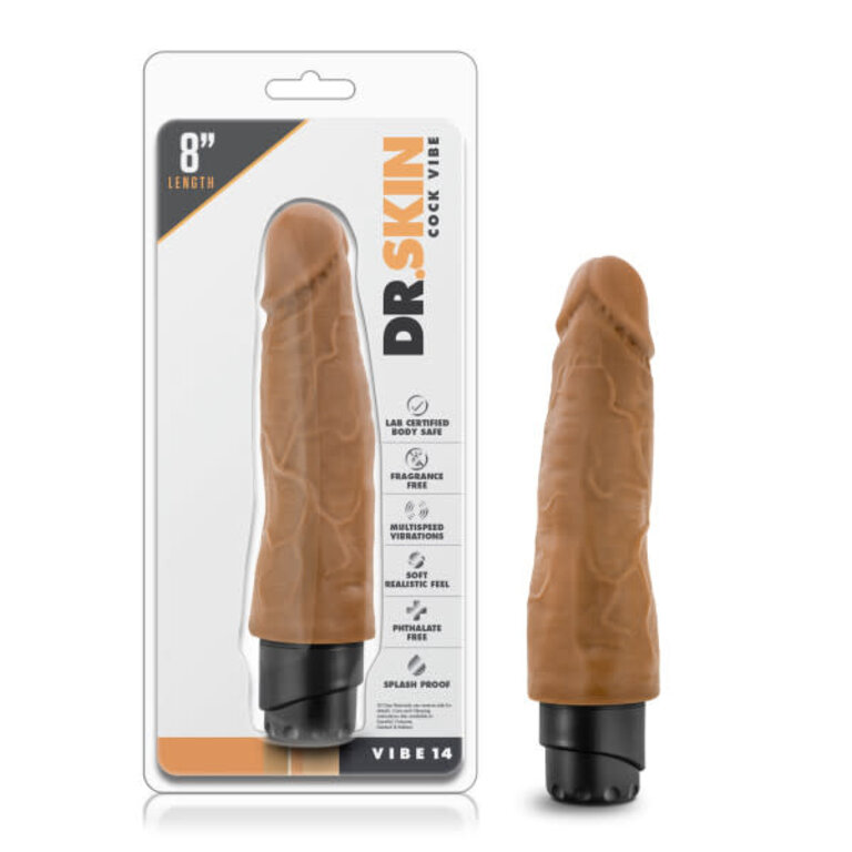 BLUSH NOVELTIES DR SKIN COCK VIBE #14 8 MOCHA "