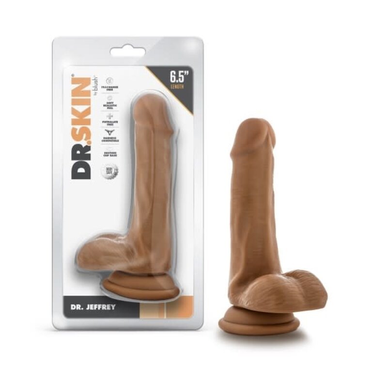 BLUSH NOVELTIES DR. SKIN DR. JEFFREY 6.5IN DILDO W/ BALLS TAN