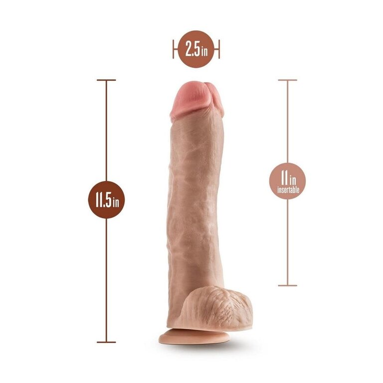 BLUSH NOVELTIES DR. SKIN MR. SAVAGE DILDO W/ BALLS AND CUP 11.5" VNL