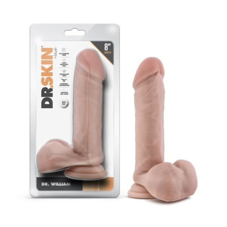 BLUSH NOVELTIES DR. SKIN DR. WILLIAM 8IN DILDO W/ BALLS BEIGE