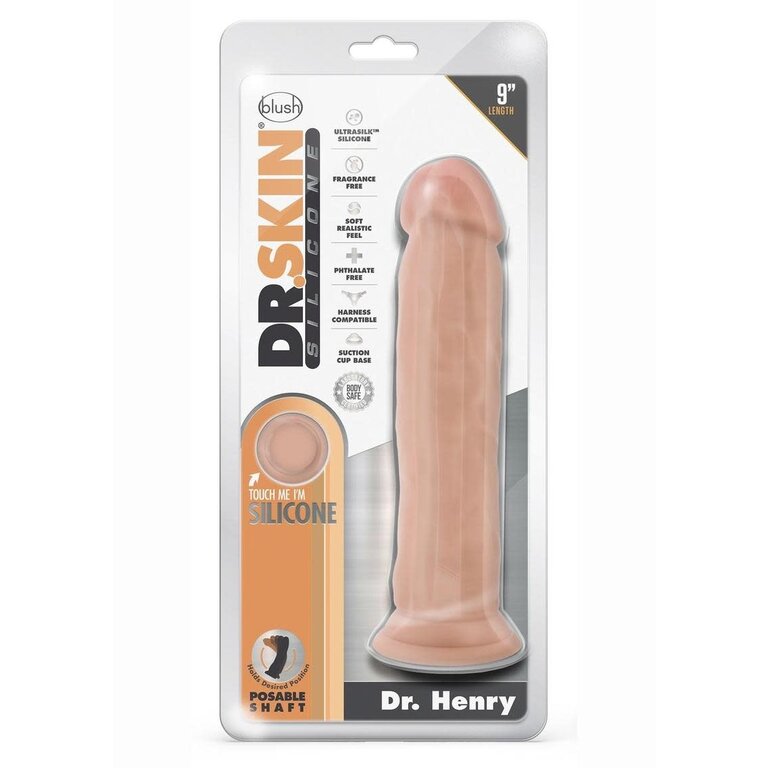 BLUSH NOVELTIES DR. HENRY DILDO W/ SUCTION 9IN VNLA