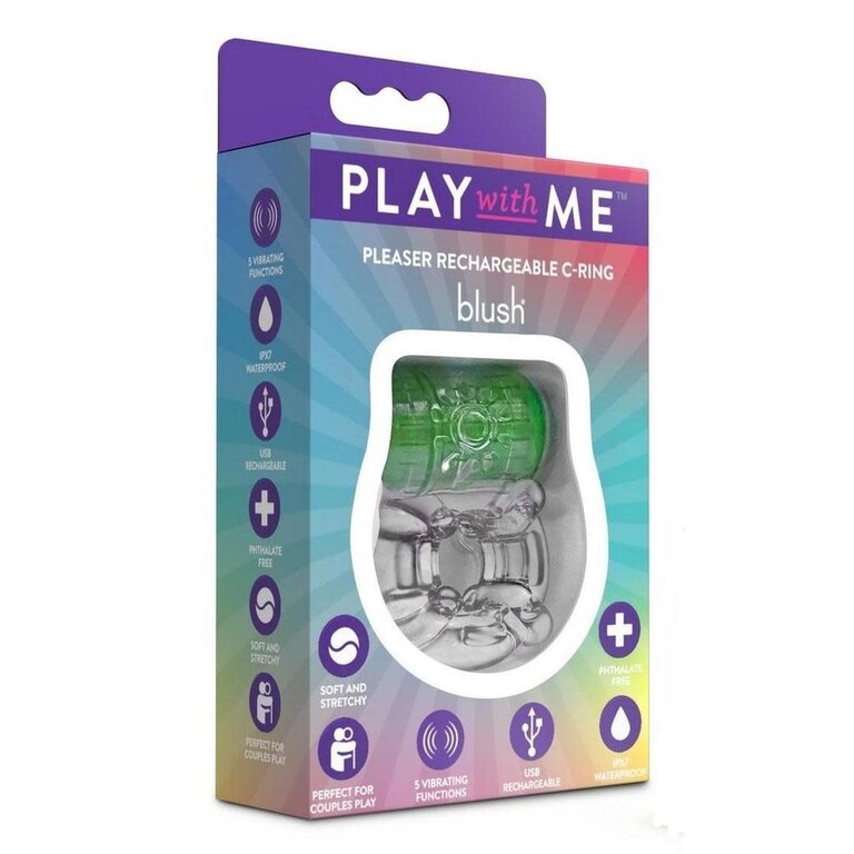 BLUSH NOVELTIES PLAY WITH ME PLEASER RECHARGEABLE COCK RING NEON GRN