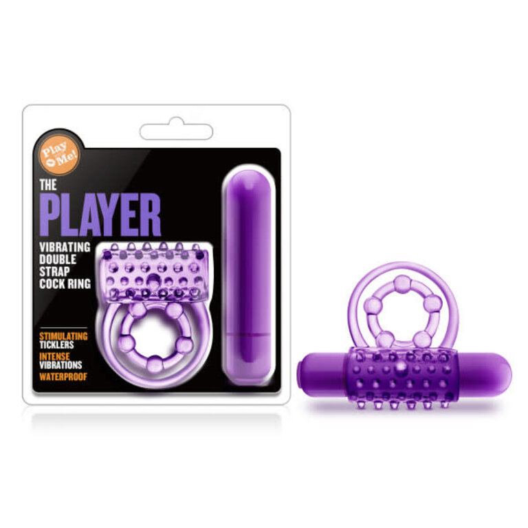 BLUSH NOVELTIES PLAY WITH ME THE PLAYER VIBRATING DOUBLE STRAP COCKRING PRP