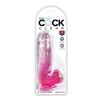 PIPEDREAM KING COCK CLEAR 6IN W/ BALLS PINK