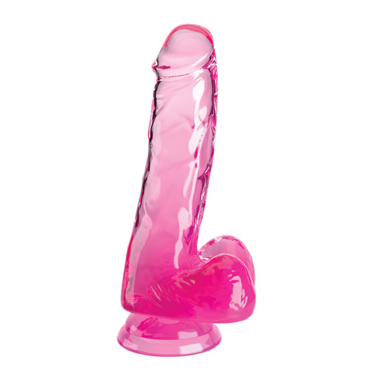 PIPEDREAM KING COCK CLEAR 6IN W/ BALLS PINK