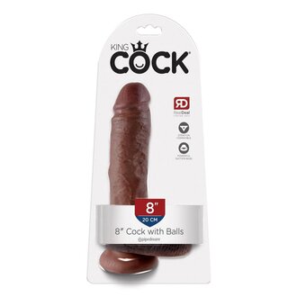 PIPEDREAM KING COCK 8 IN COCK W/BALLS BROWN
