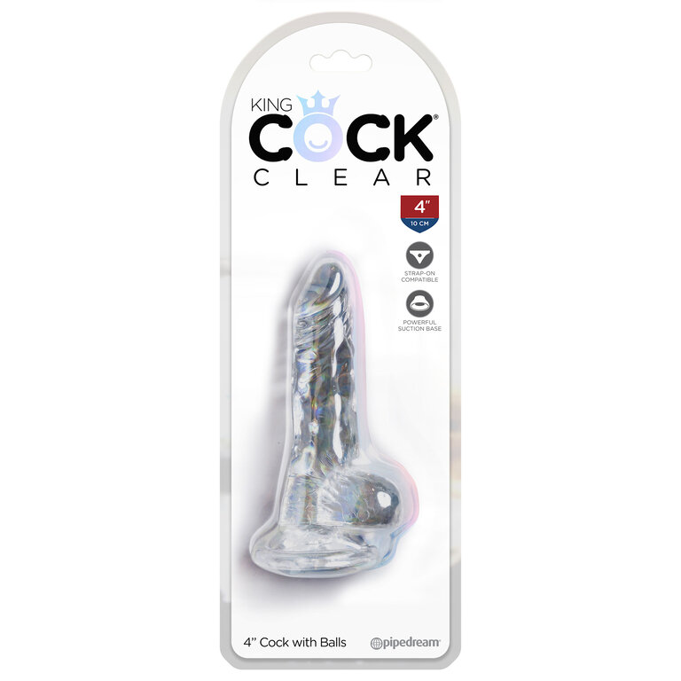 PIPEDREAM KING COCK CLEAR 4 IN COCK W/ BALLS
