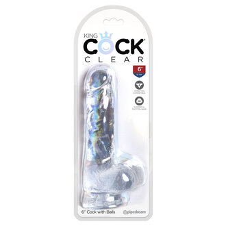 PIPEDREAM KING COCK CLEAR 6 IN COCK W/ BALLS