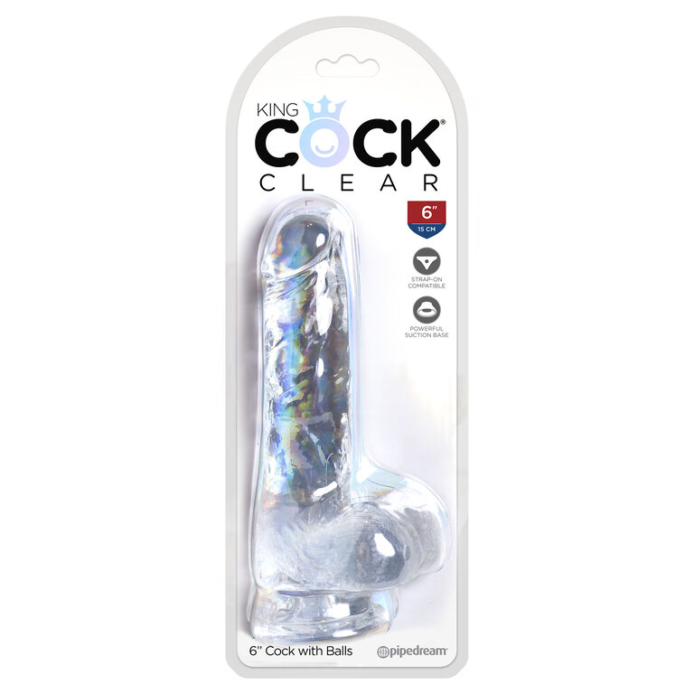 PIPEDREAM KING COCK CLEAR 6 IN COCK W/ BALLS