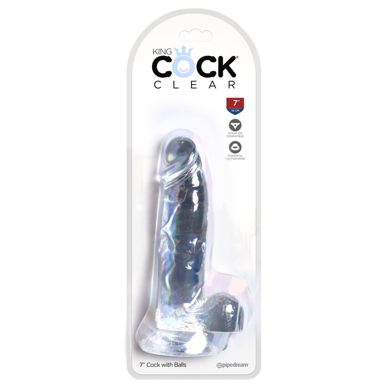 PIPEDREAM KING COCK CLEAR 7 IN COCK W/ BALLS