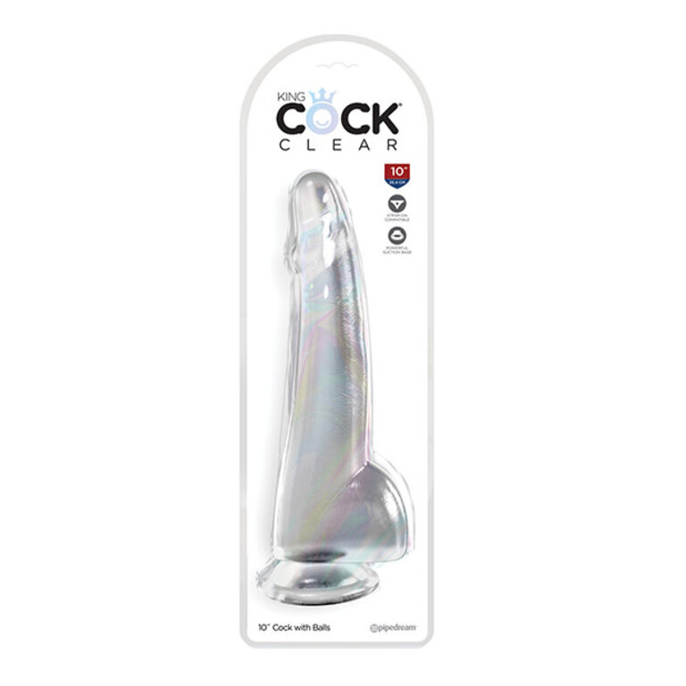 PIPEDREAM KING COCK CLEAR 10IN W/ BALLS