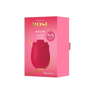 WOW TECH Womanizer Rose Rechargeable Silicone Air Pulse Clitoral Vibrator - Red/Gold