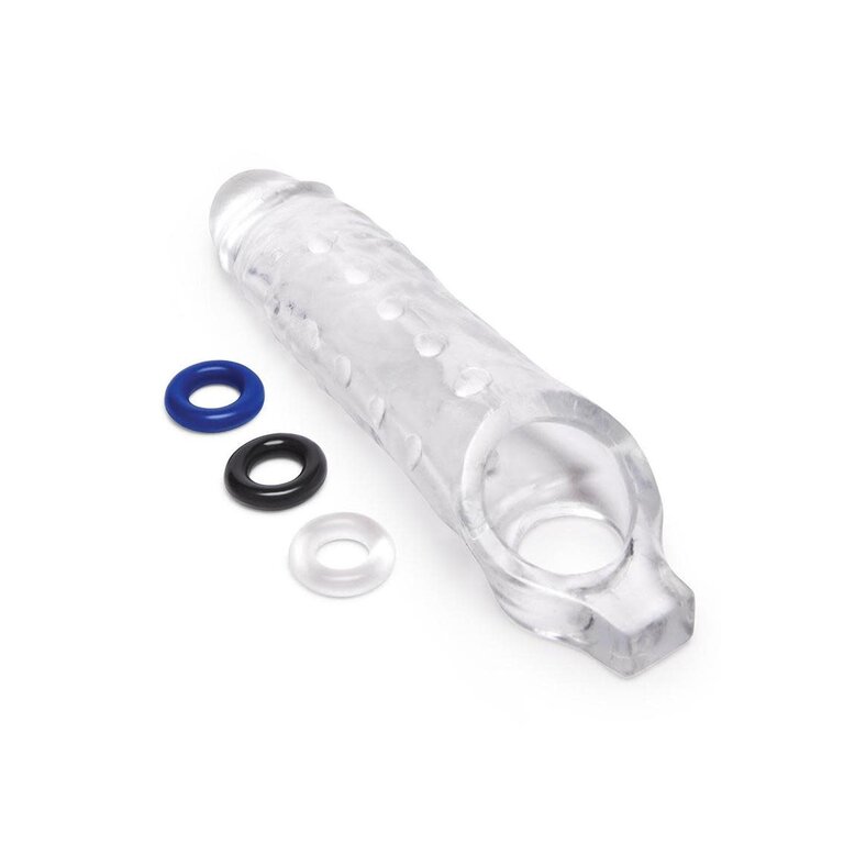 SIZE UP SU 1 IN. SEE-THRU STUDDED PENIS EXTENDER W/ BALL LOOP