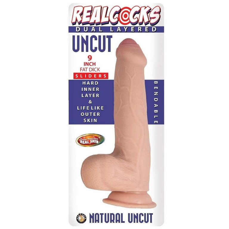 NASS TOYS REALCOCKS DUAL LAYERED UNCULT FAT DILDO 9IN VNLA