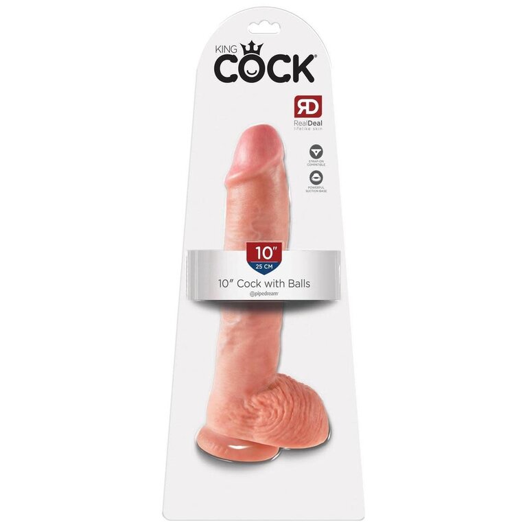 PIPEDREAM KING COCK 10” COCK W BALLS IVORY