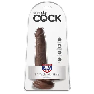 PIPEDREAM KING COCK 6” COCK W/ BALLS BROWN