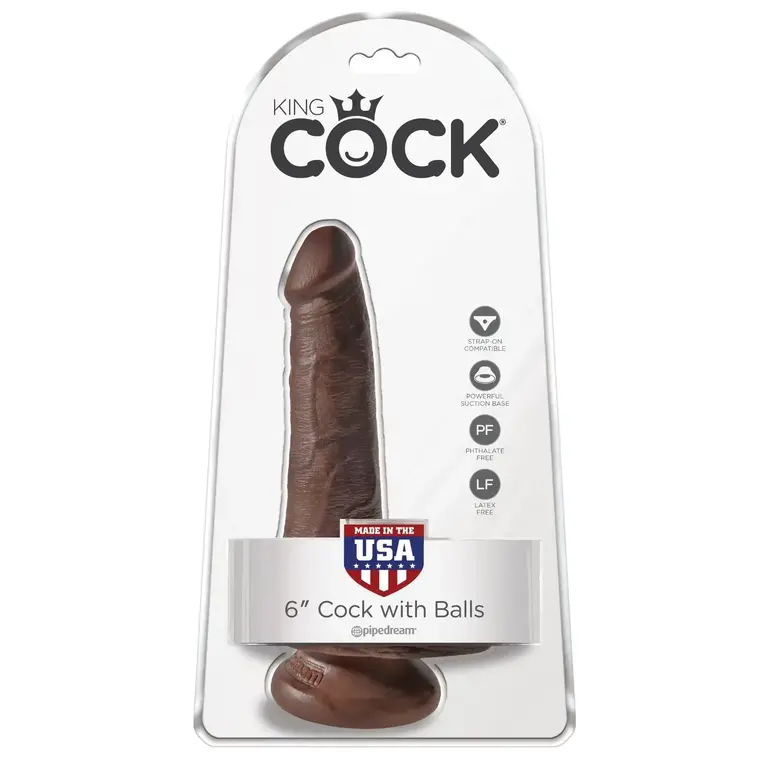 PIPEDREAM KING COCK 6” COCK W/ BALLS BROWN