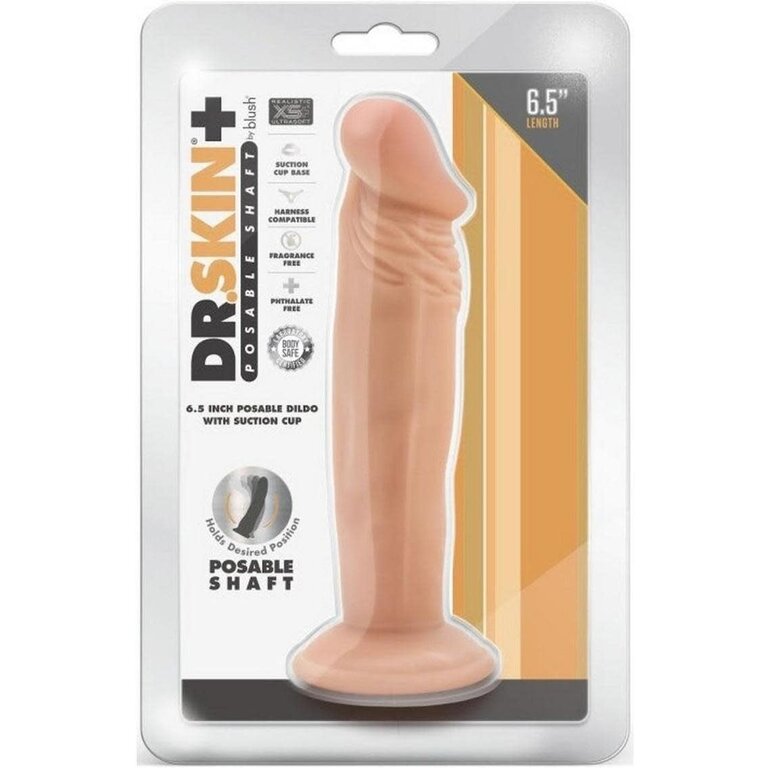 BLUSH NOVELTIES DR SKIN PLUS 6.5IN POSEABLE DILDO VANILLA