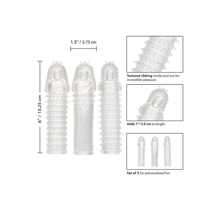 CALIFORNIA EXOTIC 3 PIECE EXTENSION KIT TEXTUREDED 6IN