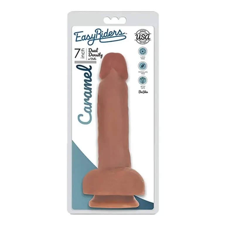 EASY RIDERS EASY RIDERS 7" SLIM BIOSKIN DONG W/ BALLS - CARAMEL