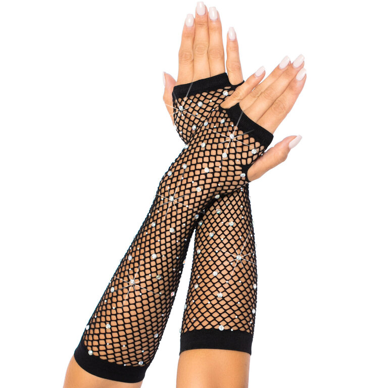 LEG AVENUE RHINESTONE FISHNET GLOVES