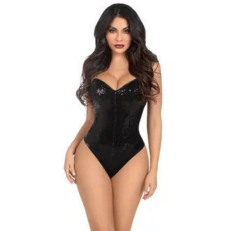 LEG AVENUE 2PC SEQUIN SNAP CROTCH BODYSUIT