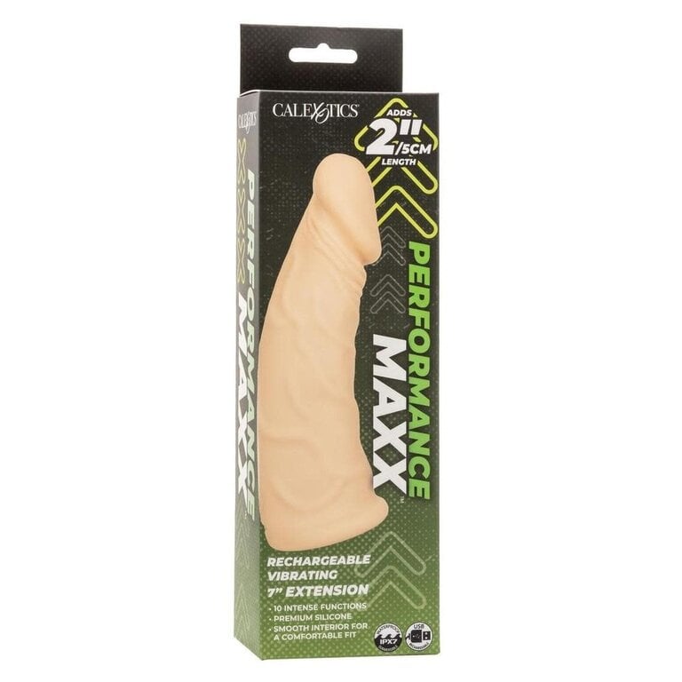 CALIFORNIA EXOTIC PERFORMANCE MAXX RECHARGEABLE VIBRATING EXTENSION 7" - IVORY