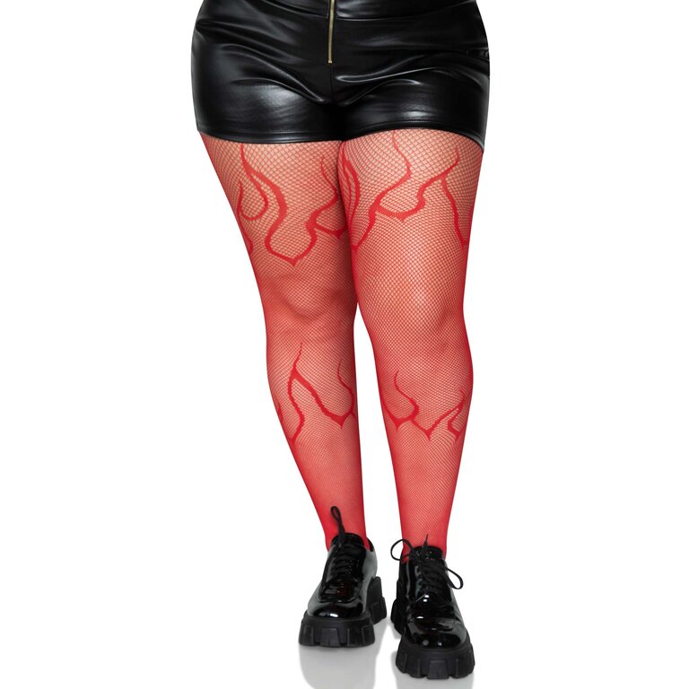 LEG AVENUE FLAME FISHNET TIGHTS