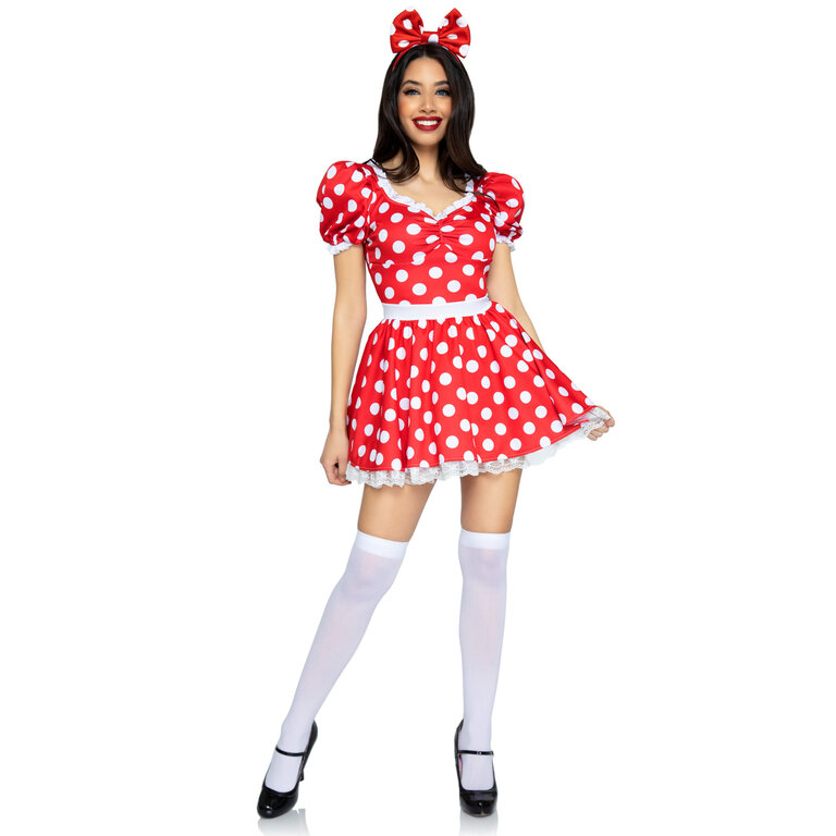 LEG AVENUE POLKA DOT DRESS W/ HEADBAND COSTUME