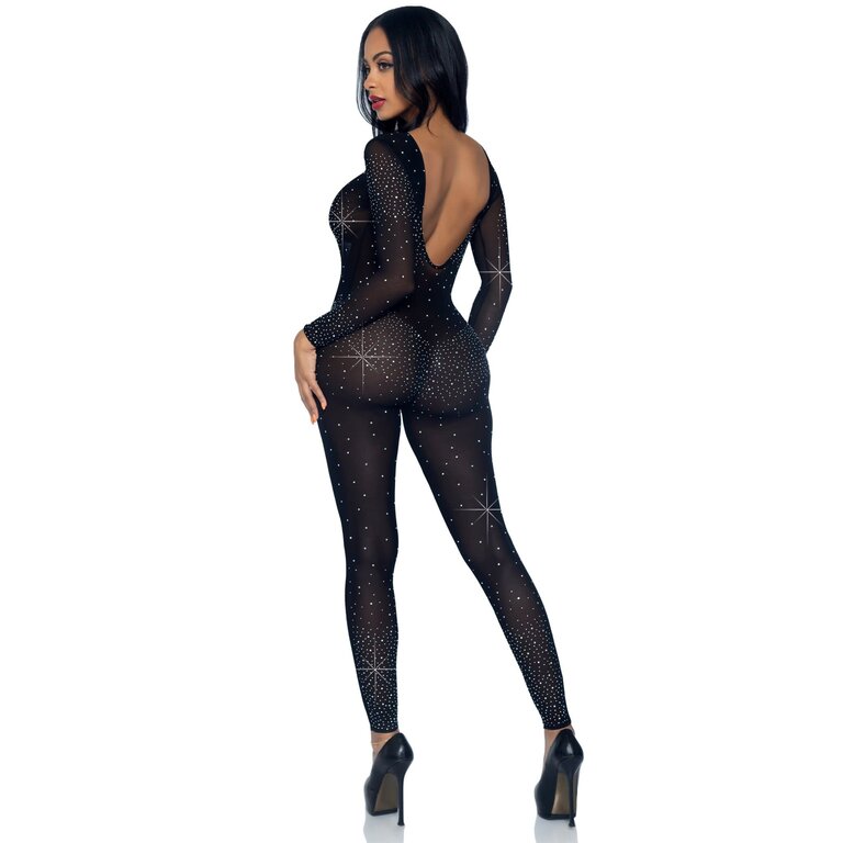 LEG AVENUE SHEER RHINESTONE CATSUIT