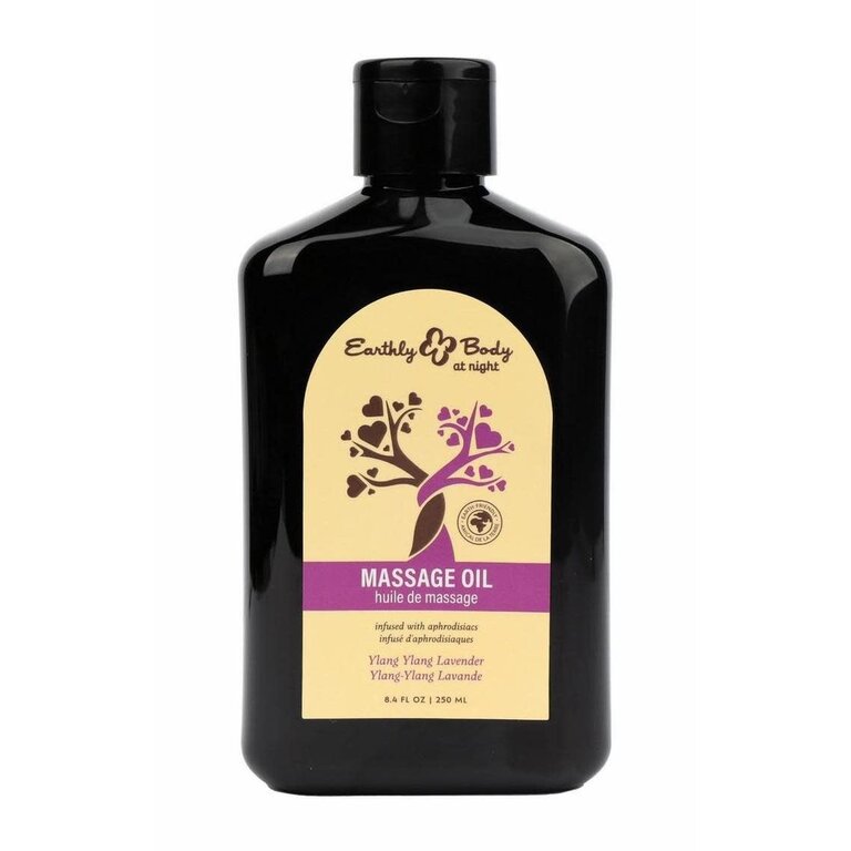 EARTHLY BODY HEMP SEED BY NIGHT MASSAGE OIL APHRODISIAC COLLECTION YLANG YLANG LAVENDER 8OZ