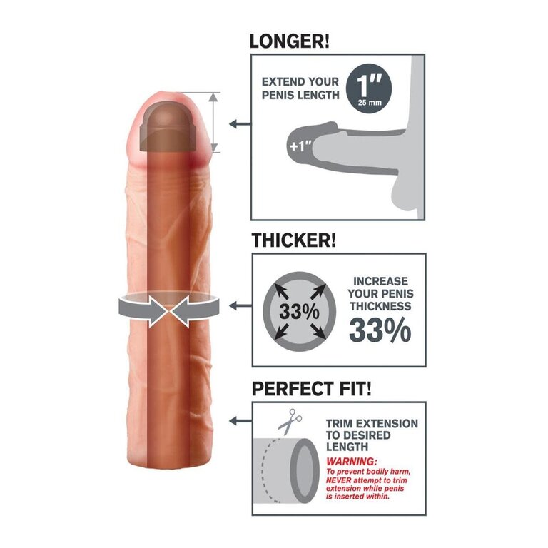 PIPEDREAM FANTASY X-TENSIONS PERFECT EXTENSION 1IN FLESH