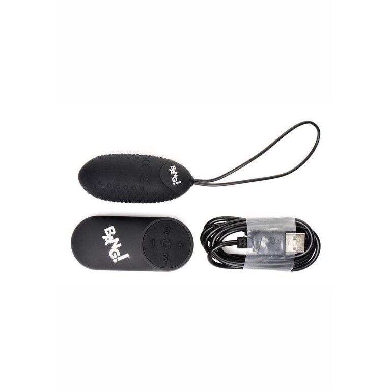 XR BRANDS Bang! 28X Nubbed Rechargeable Silicone Egg with Remote Control - Black