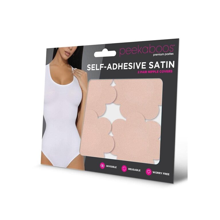PEEKABOOS SATIN NIPPLE COVERS-NUDE