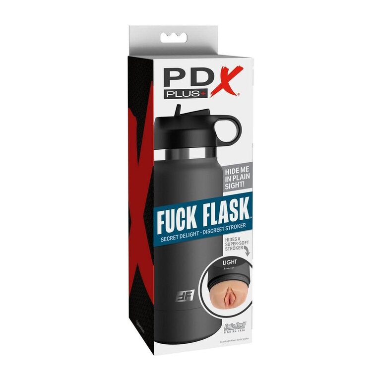 PIPEDREAM PDX PLUS FUCK FLASK SECRET DELIGHT DISCREET STROKER GREY BOTTLE LIGHT