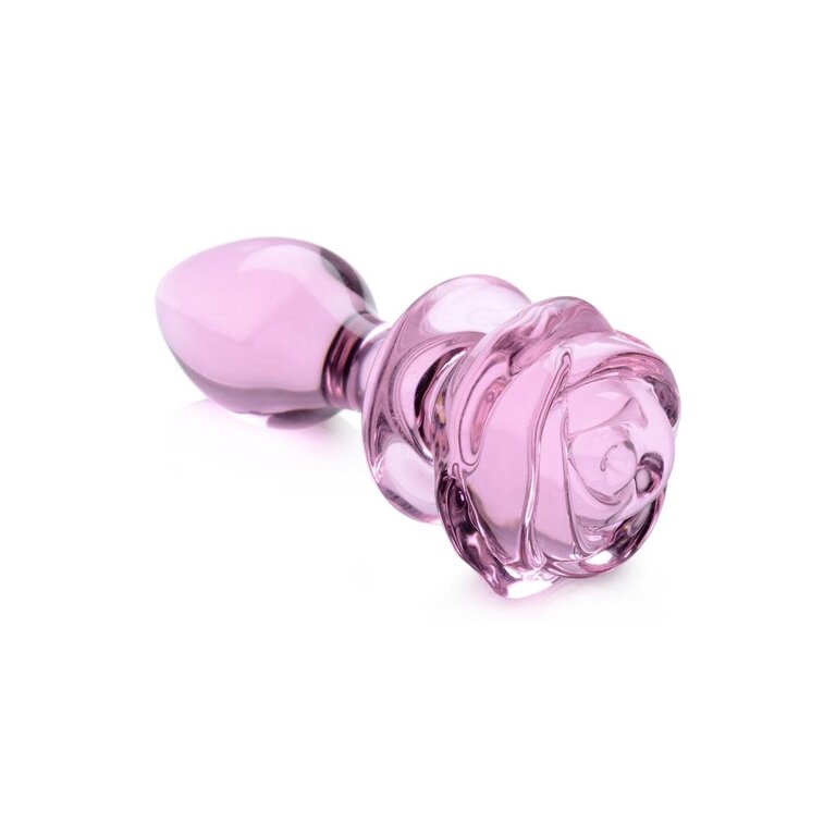 XR BRANDS BOOTY SPARKS PINK ROSE GLASS PLUG