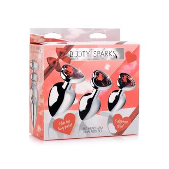 XR BRANDS BOOTY SPARKS RED HEART GEM ANAL PLUG SET