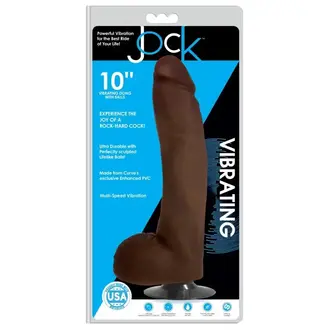 JOCK JOCK 10" VIBRATING DILDO W/BALLS CHOCOLATE