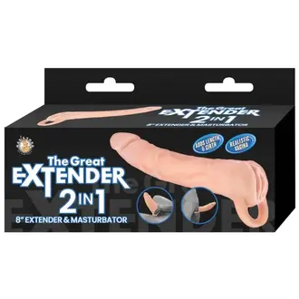 NASS TOYS THE GREAT EXTENDER 2 IN 1 8" EXTENDER & MASTURBATOR VNL